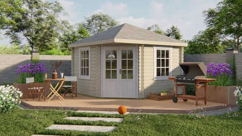 Nilsson Corner Log Cabin 3.5m x 3.5m 0001 Nilsson Corner Log Cabin 3.5m x 3.5m 0001